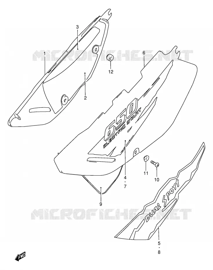 CARENAGES ARRIERE  (MODELE T/V) Suzuki MOTO 650 DR 1996  DR650SEUT(E4)