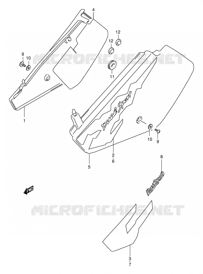 CARENAGES ARRIERE  (MODELE V/W) Suzuki MOTO 350 DR 1998  DR350SEW(E2)