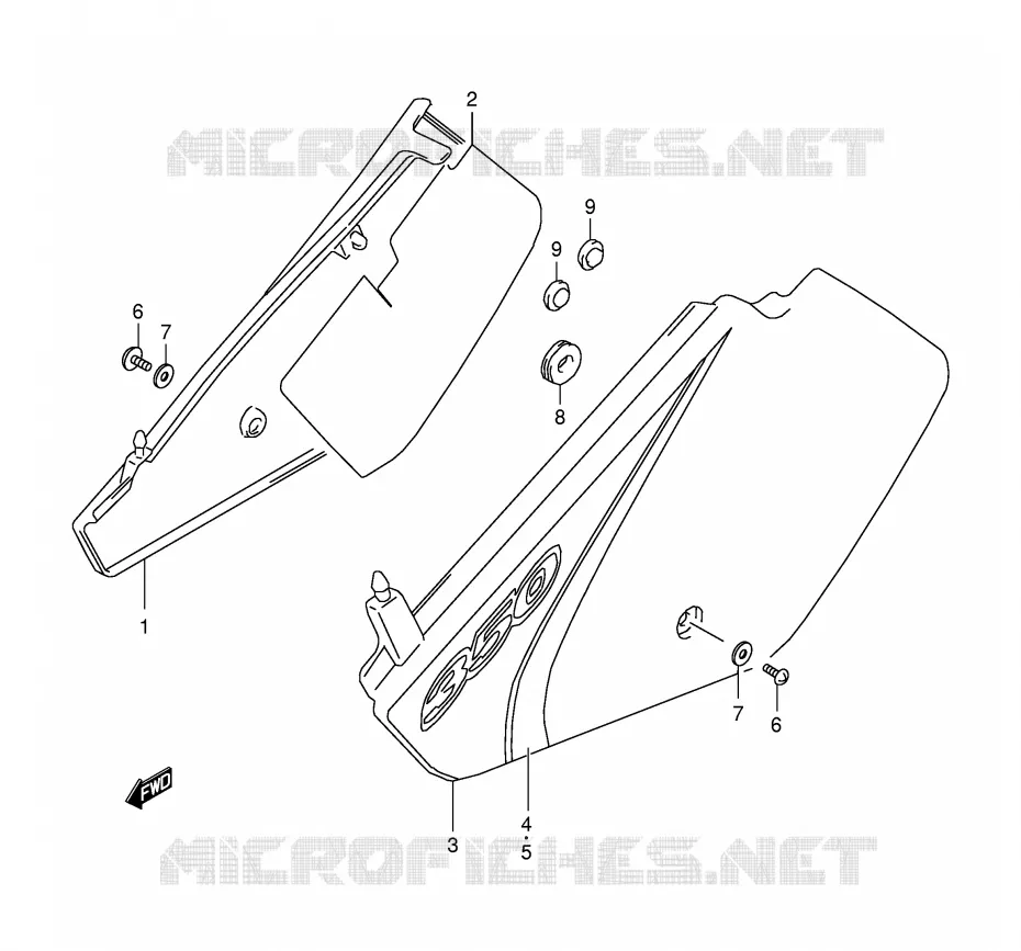 CARENAGES ARRIERE  (MODELE X) Suzuki MOTO 350 DR 1995  DR350SES(E2)