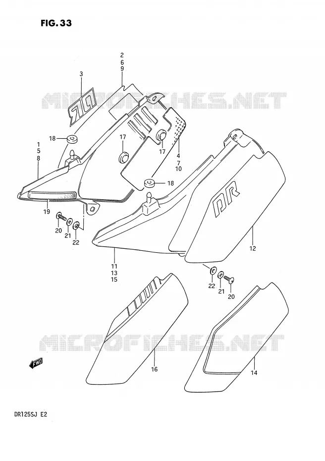 CARENAGES ARRIERE Suzuki MOTO 125 DR 1985  DR125SF(E2)