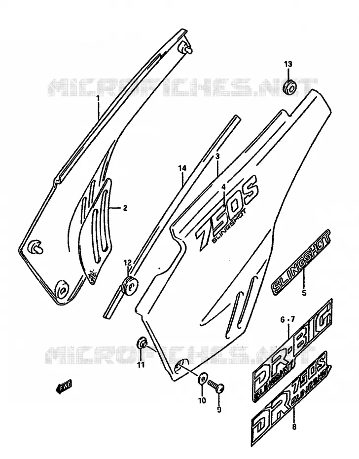 CARENAGES ARRIERE Suzuki MOTO 750 DR 1988  DR750SUJ(J/K)