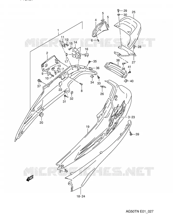 CARENAGES ARRIERE Suzuki SCOOTER 50 ADDRESS 1992  AG50TN(E1)