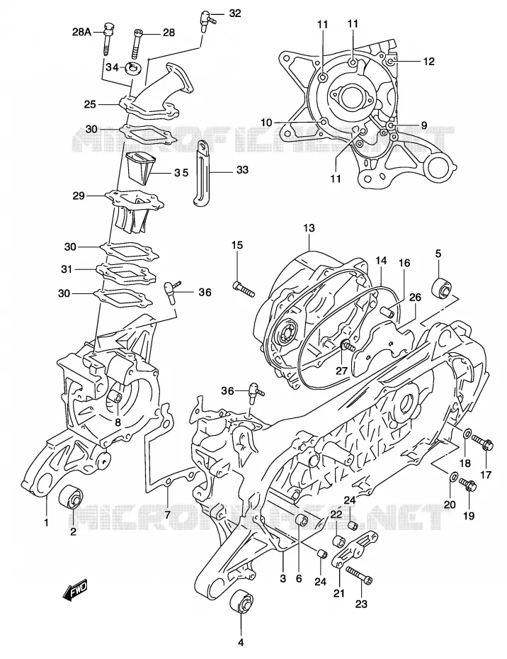 CARTER (MODELE AY50WR K2, VOIR NOTE) Suzuki SCOOTER 50 KATANA 2004  AY50WSK4(P19)