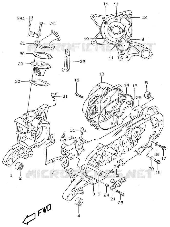 CARTERS MOTEUR (model AY50 K1) Suzuki SCOOTER 50 KATANA 2000  AY50WRY(V/W/X/Y)