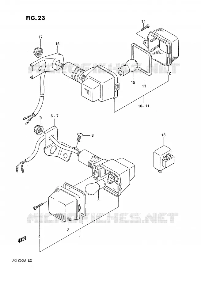 CLIGNOTANTS (E1, E24, E4 ~F.NO.106478) Suzuki MOTO 125 DR 1988  DR125SJ(E2)