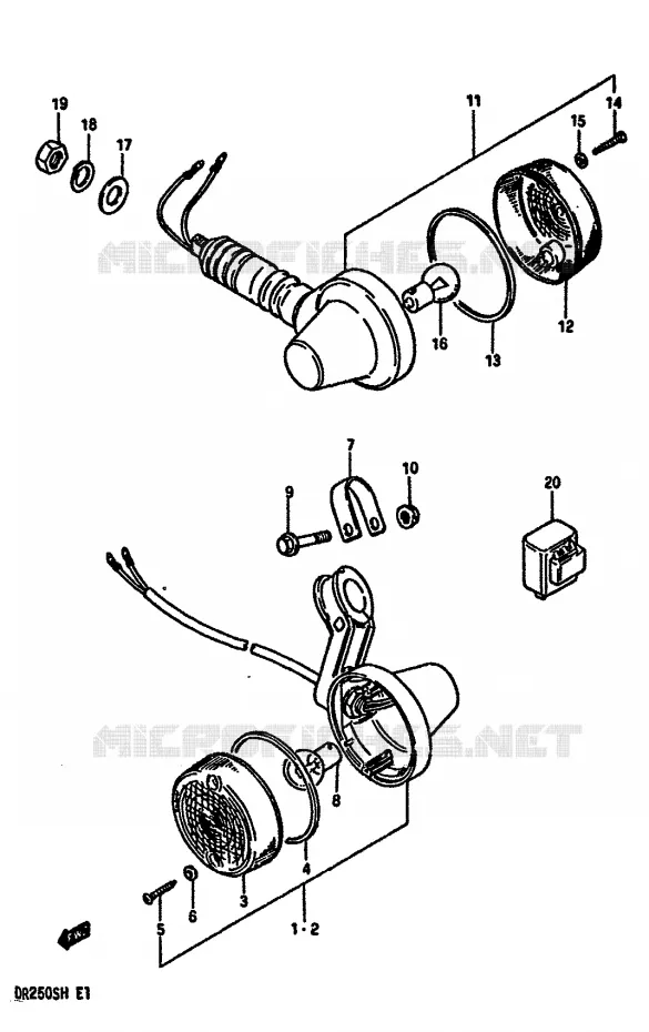 CLIGNOTANTS (E2) Suzuki MOTO 250 DR 1987  DR250SH(E/F/G/H)