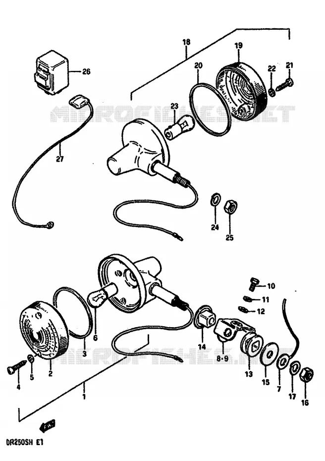 CLIGNOTANTS (E22) Suzuki MOTO 250 DR 1987  DR250SH(E/F/G/H)