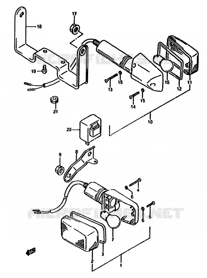 CLIGNOTANTS (MODELE N/P) Suzuki MOTO 650 DR 1992  DR650RUN(N/P/R)