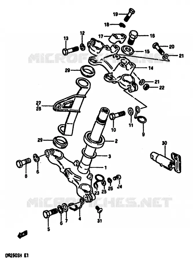 COLONNE DE DIRECTION (MODELE E) Suzuki MOTO 250 DR 1987  DR250SH(E/F/G/H)