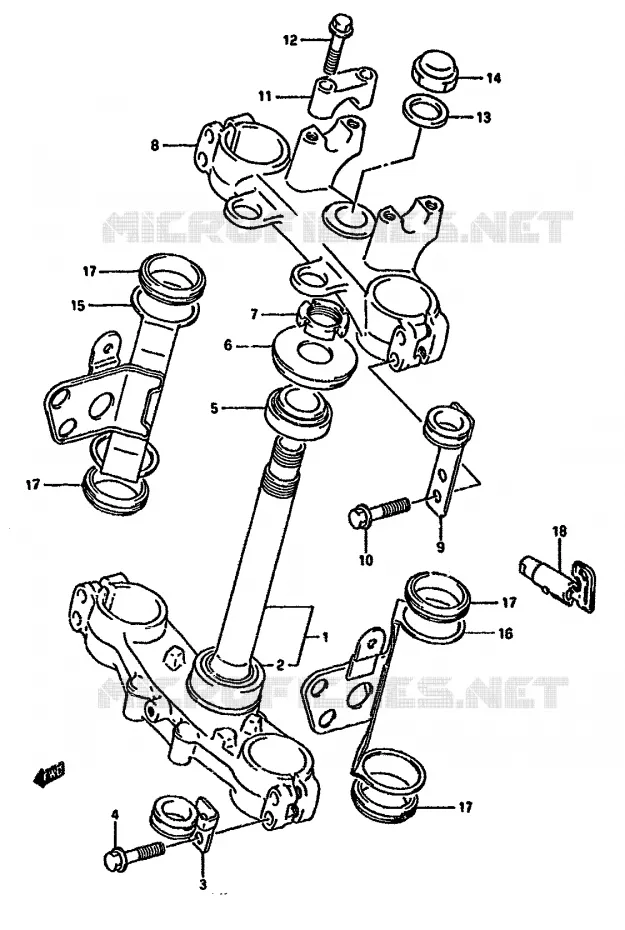 COLONNE DE DIRECTION Suzuki MOTO 350 DR 1991  DR350SM(L/M/N/P/R)