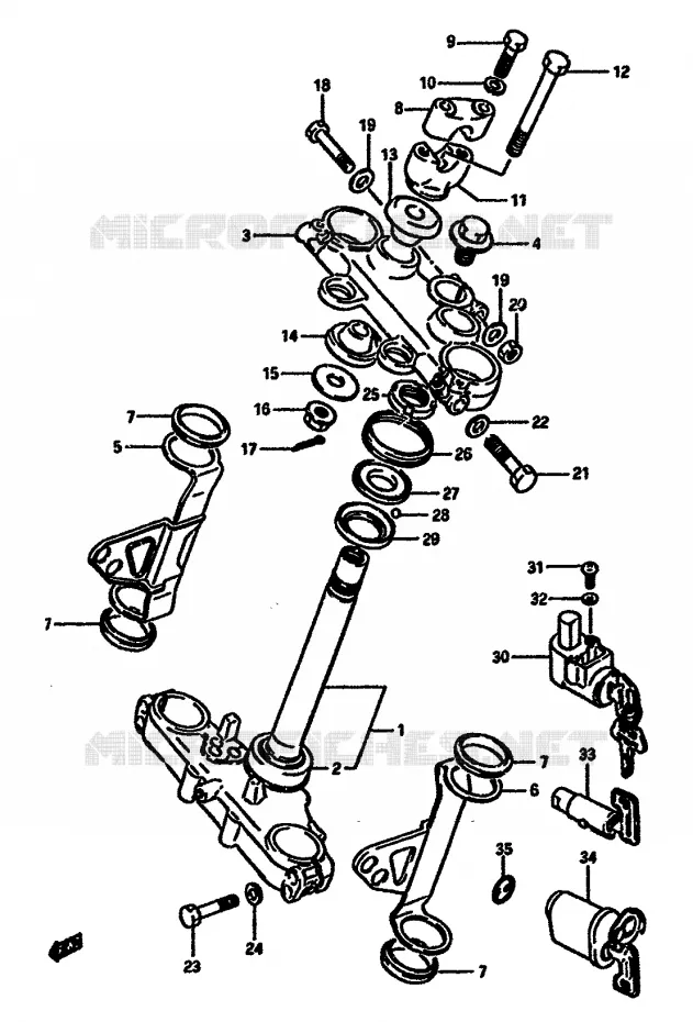 COLONNE DE DIRECTION Suzuki MOTO 600 DR 1988  DR600SJ(E2)
