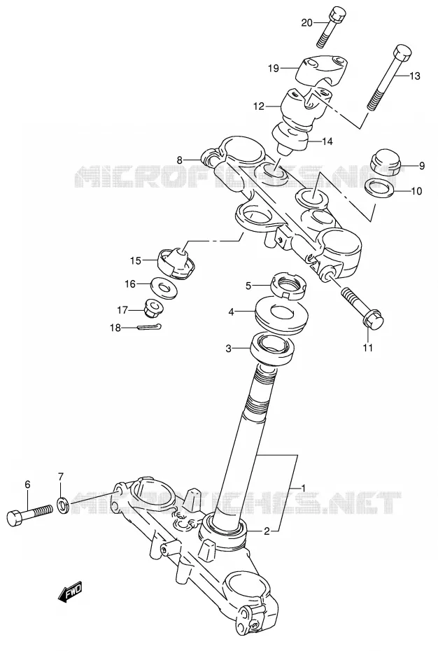 COLONNE DE DIRECTION Suzuki MOTO 650 DR 1992  DR650RSEUN(E4)