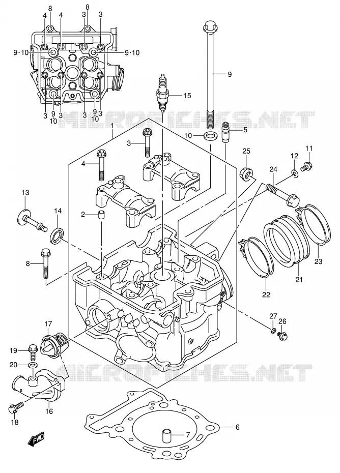 CULASSE Suzuki MOTO 400 DR-Z 2002  DR-Z400SK2(E2)