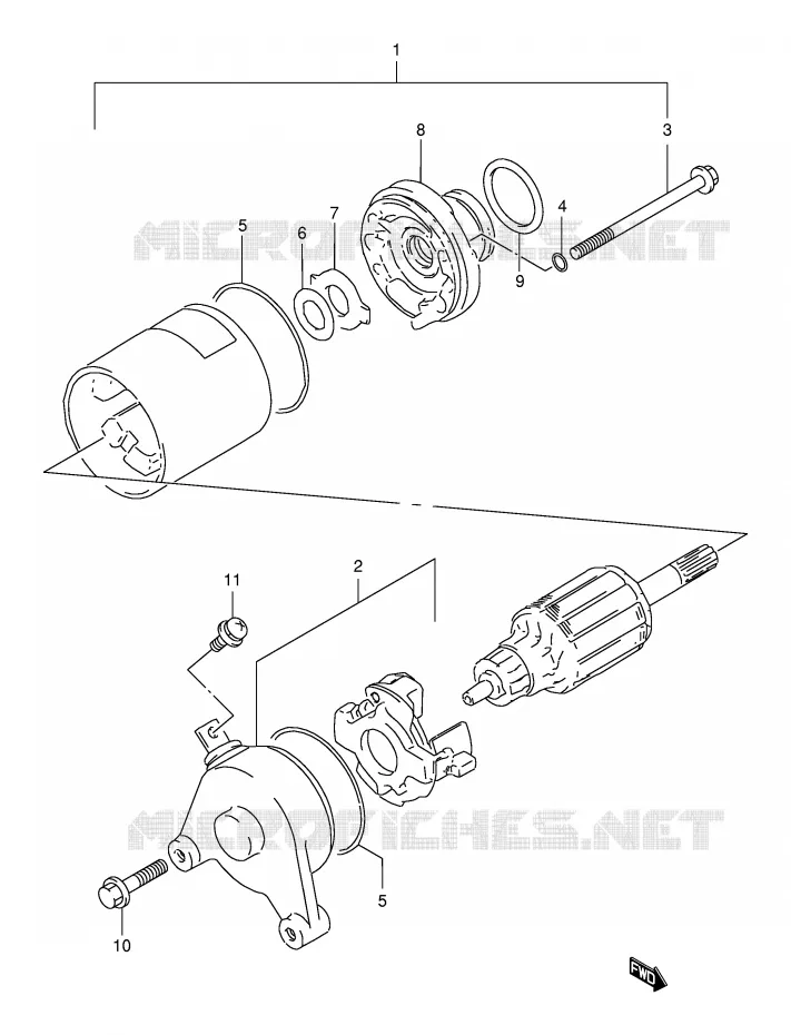 DEMARREUR (MODELE Y) Suzuki MOTO 125 DR 2000  DR125SEUY(E4)