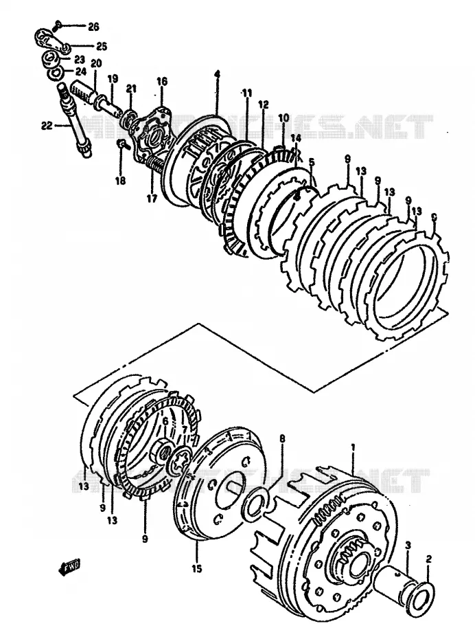 EMBRAYAGE (MODELE R) Suzuki MOTO 650 DR 1992  DR650RUN(N/P/R)