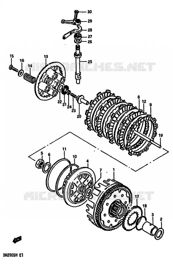 EMBRAYAGE Suzuki MOTO 250 DR 1987  DR250SH(E/F/G/H)
