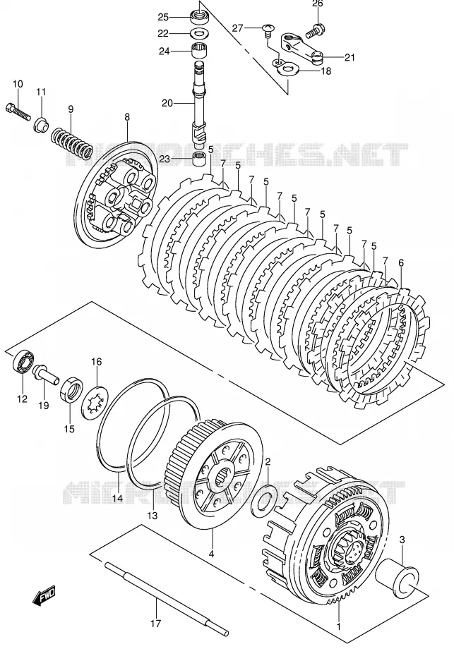 EMBRAYAGE Suzuki MOTO 400 DR-Z 2001  DR-Z400SK1(E2)