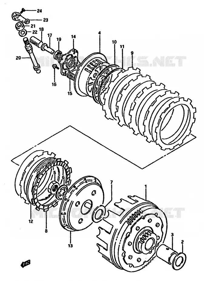 EMBRAYAGE Suzuki MOTO 600 DR 1985  DR600SF(E2)