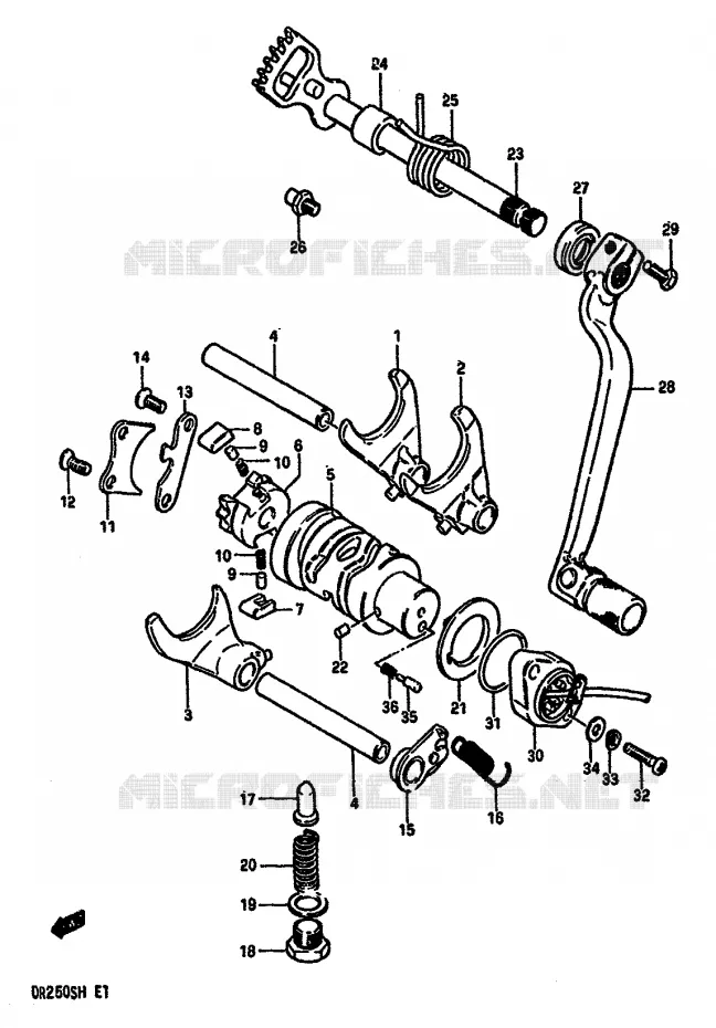 ENSEMBLE DE SELECTION DE VITESSES Suzuki MOTO 250 DR 1985  DR250SF(E/F/G/H)