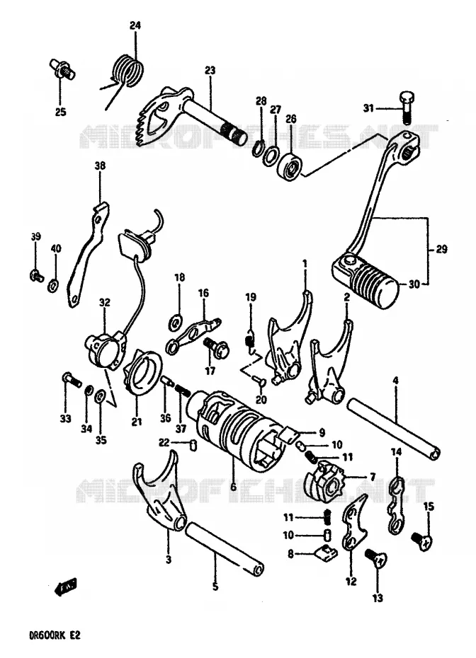 ENSEMBLE DE SELECTION DE VITESSES Suzuki MOTO 600 DR 1988  DR600RUJ(E2)