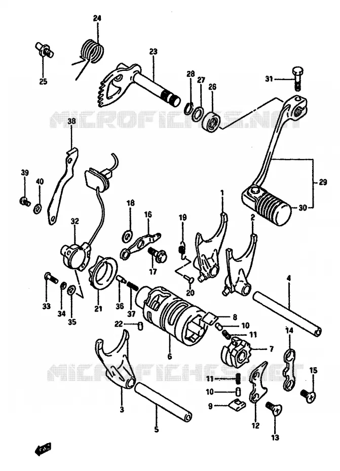 ENSEMBLE DE SELECTION DE VITESSES Suzuki MOTO 600 DR 1989  DR600SK(E2)