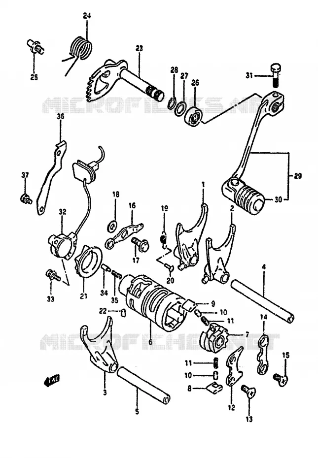 ENSEMBLE DE SELECTION DE VITESSES Suzuki MOTO 650 DR 1994  DR650RR(N/P/R)