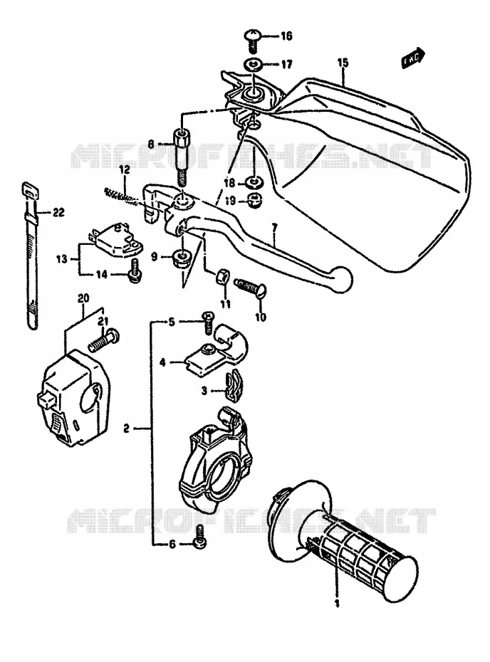 ENSEMBLE LEVIER - COMMODO DROIT (DR350SL/SM,DR350SN/SP/SR E24) Suzuki MOTO 350 DR 1990  DR350SL(L/M/N/P/R)