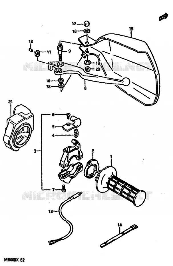ENSEMBLE LEVIER - COMMODO DROIT (MODEL H/J/K E18,MODEL K E24,E39) Suzuki MOTO 600 DR 1987  DR600RH(E2)