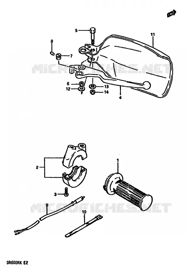 ENSEMBLE LEVIER - COMMODO DROIT (MODELE G) Suzuki MOTO 600 DR 1987  DR600RH(E2)
