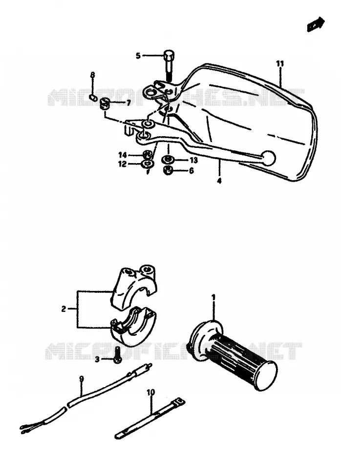 ENSEMBLE LEVIER - COMMODO DROIT Suzuki MOTO 600 DR 1988  DR600SJ(E2)