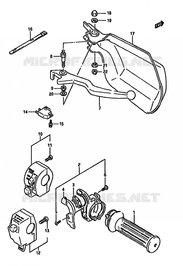 ENSEMBLE LEVIER - COMMODO DROIT Suzuki MOTO 750 DR 1989  DR750SK(J/K)