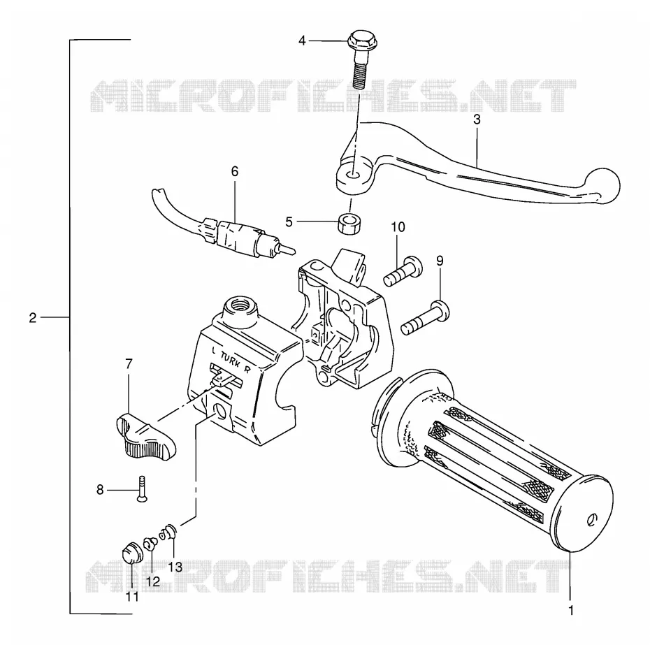 ENSEMBLE LEVIER - POIGNEE DROITE Suzuki SCOOTER 100 FB 1994  FB100DR(E71)