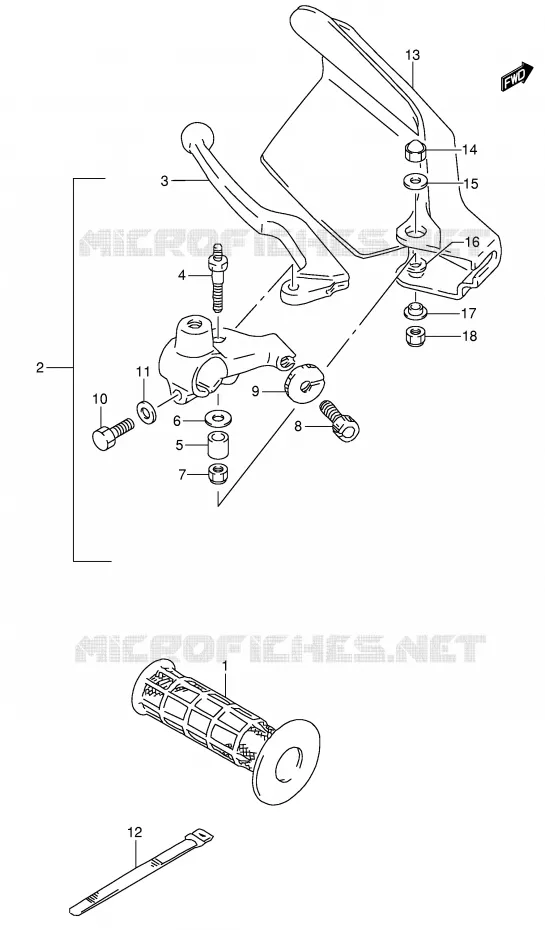 ENSEMBLE LEVIER - POIGNEE GAUCHE Suzuki MOTO 650 DR 1991  DR650RSEUM(E4)