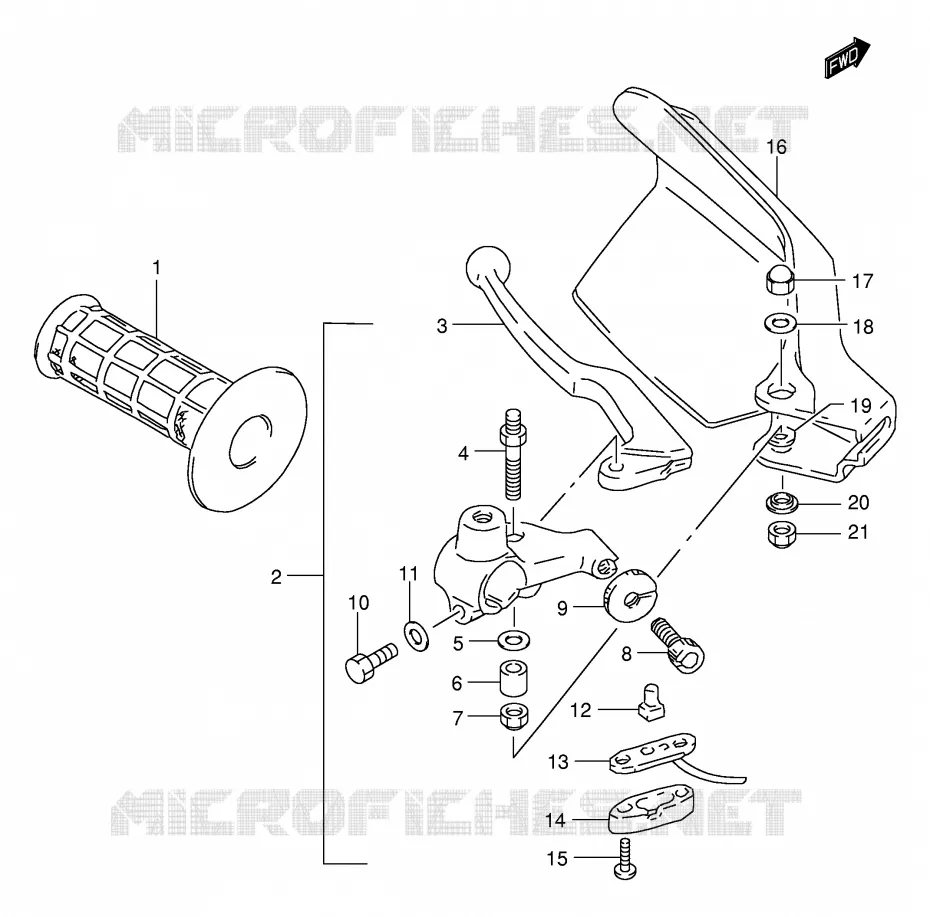 ENSEMBLE LEVIER - POIGNEE GAUCHE Suzuki MOTO 650 DR 2001  DR650SEK1(E4)
