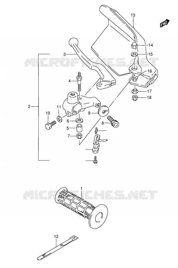 ENSEMBLE LEVIER - POIGNEE GAUCHE Suzuki MOTO 800 DR 1996  DR800ST