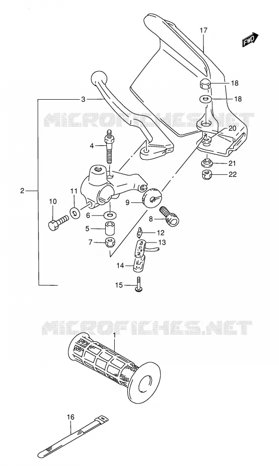 ENSEMBLE LEVIER - POIGNEE GAUCHE Suzuki MOTO 800 DR 1997  DR800SUV