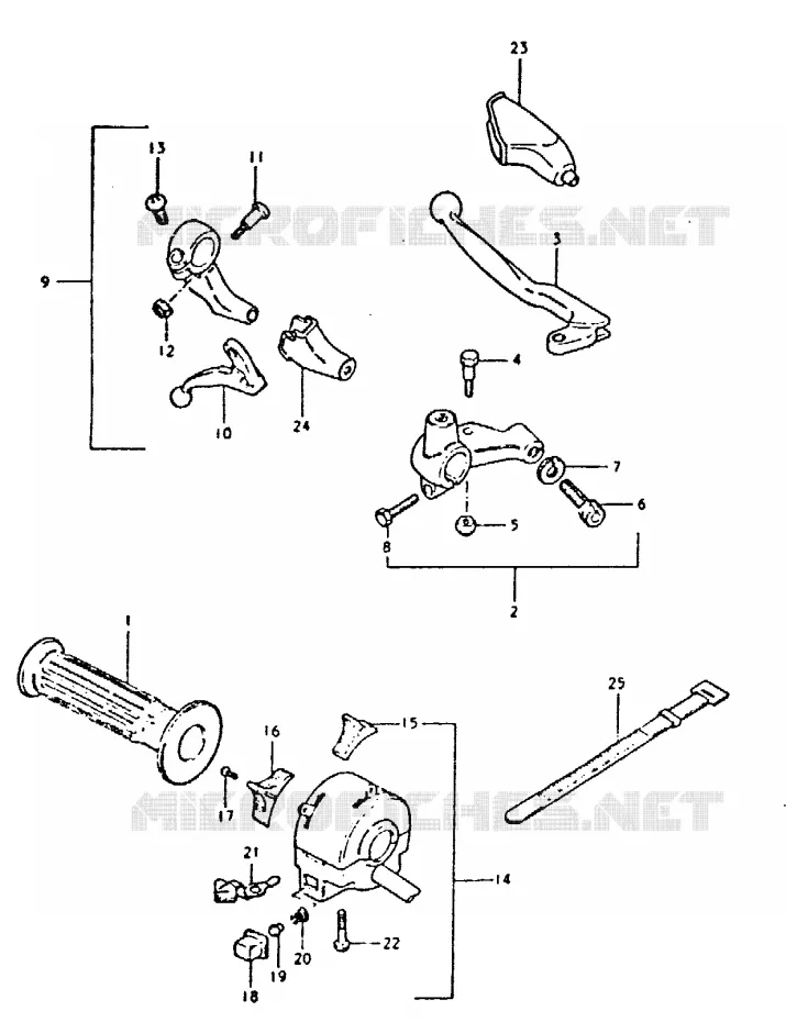 ENSEMBLE POIGNEE GAUCHE (E22, E39) Suzuki MOTO 400 DR 1980  DR400ST(T/X)