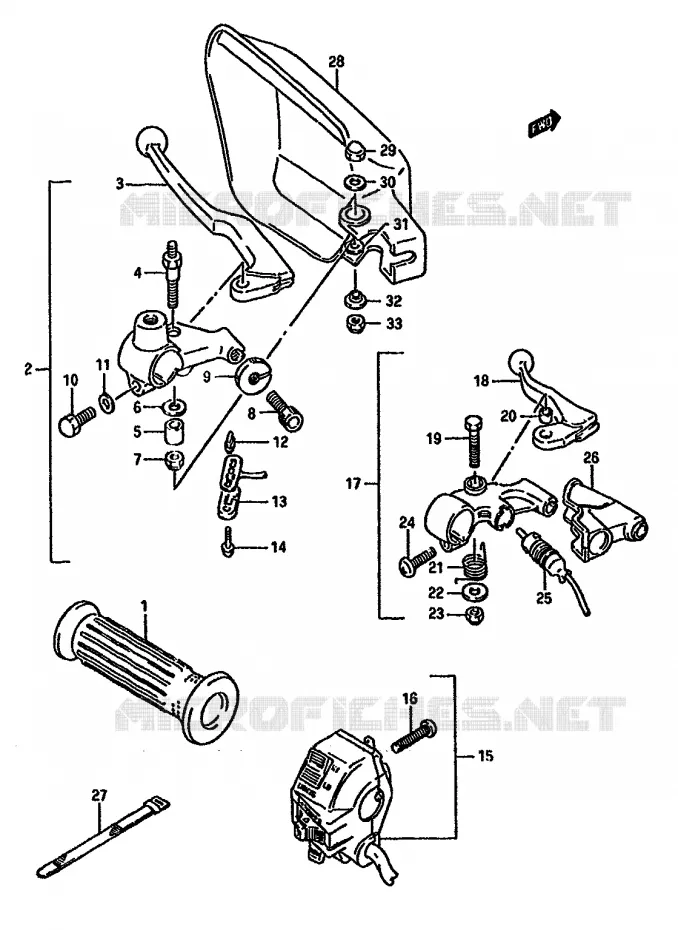 ENSEMBLE POIGNEE GAUCHE (MODELE J) Suzuki MOTO 750 DR 1988  DR750SUJ(J/K)
