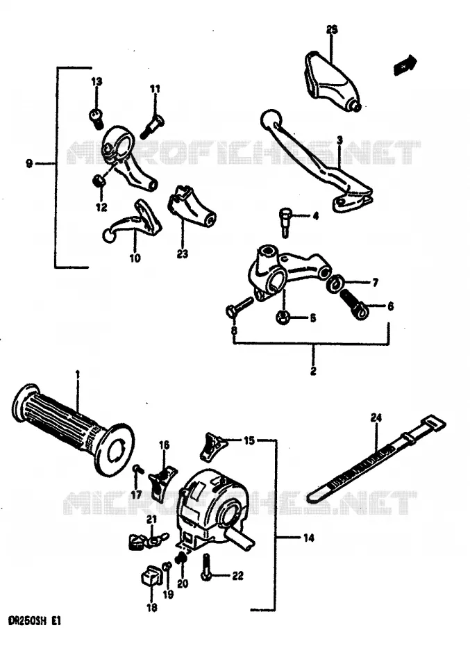 ENSEMBLE POIGNEE GAUCHE Suzuki MOTO 250 DR 1984  DR250SE(E/F/G/H)