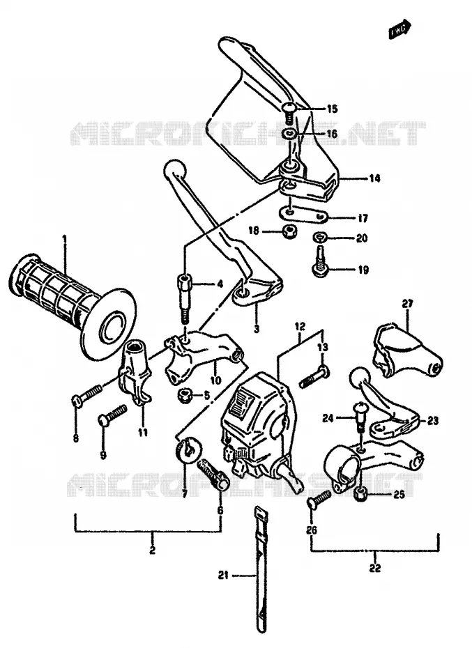 ENSEMBLE POIGNEE GAUCHE Suzuki MOTO 350 DR 1993  DR350SP(L/M/N/P/R)