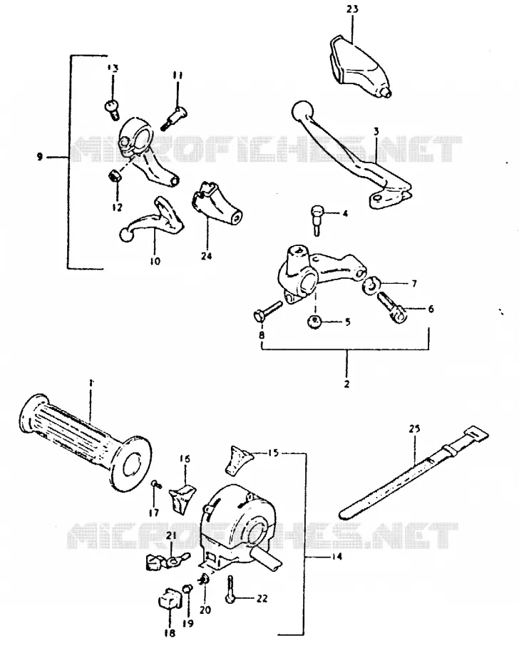 ENSEMBLE POIGNEE GAUCHE Suzuki MOTO 400 DR 1980  DR400ST(T/X)