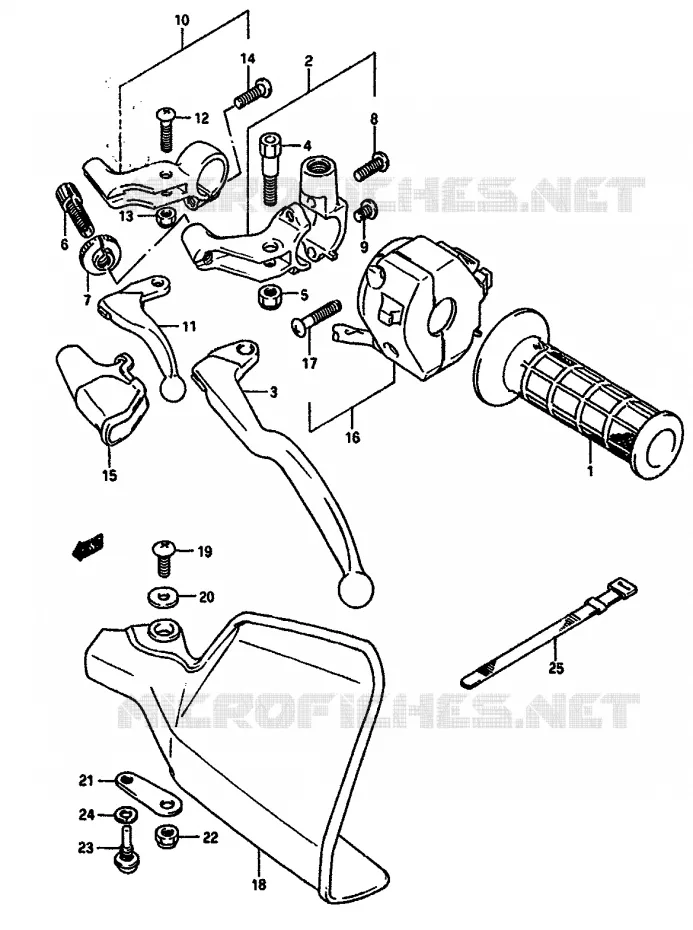 ENSEMBLE POIGNEE GAUCHE Suzuki MOTO 650 DR 1990  DR650SL(L/M)