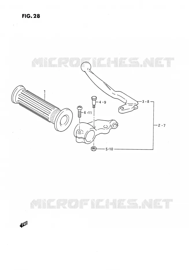 ENSEMBLE POIGNEE GAUCHE Suzuki MOTO 80 DS 1992  DS80N(E3)
