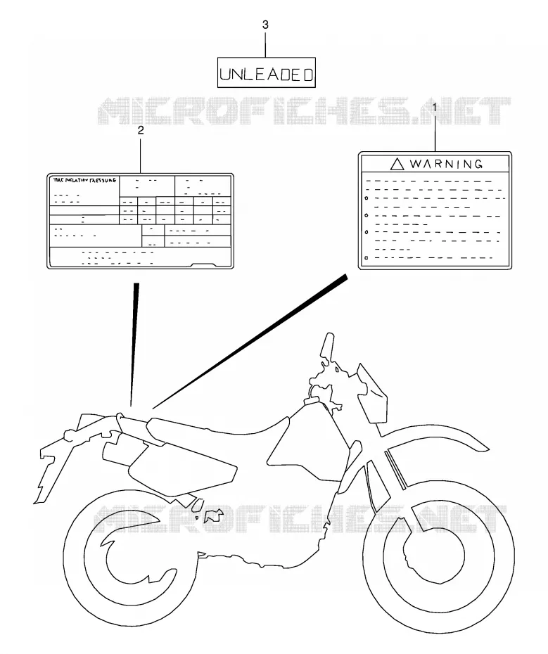 ETIQUETTE (MODELE R/S) Suzuki MOTO 350 DR 1994  DR350SER(E2)