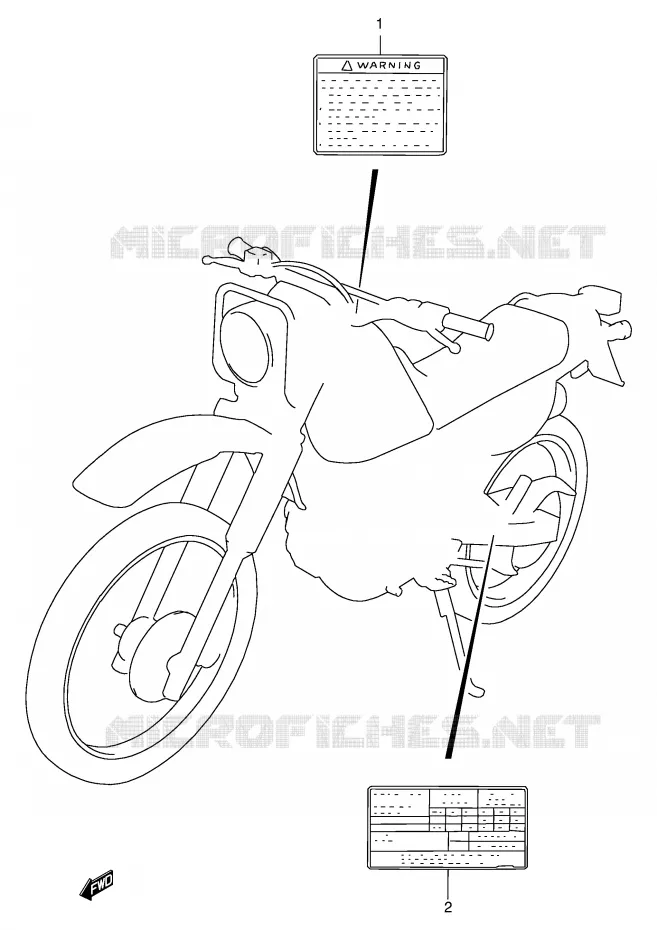 ETIQUETTE (MODELE R/S/T/V/W) Suzuki MOTO 125 DR 1994  DR125SER(E4)