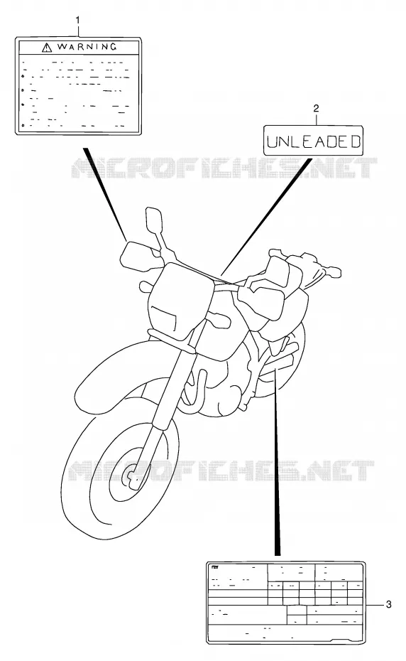 ETIQUETTE (MODELE T/V) Suzuki MOTO 650 DR 1999  DR650SEX(E4)