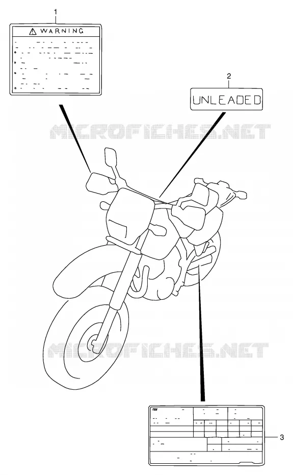 ETIQUETTE (MODELE W/X) Suzuki MOTO 650 DR 1996  DR650SEUT(E4)