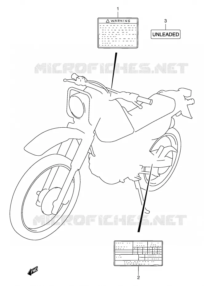 ETIQUETTE (MODELE X/Y) Suzuki MOTO 125 DR 2000  DR125SEY(E4)