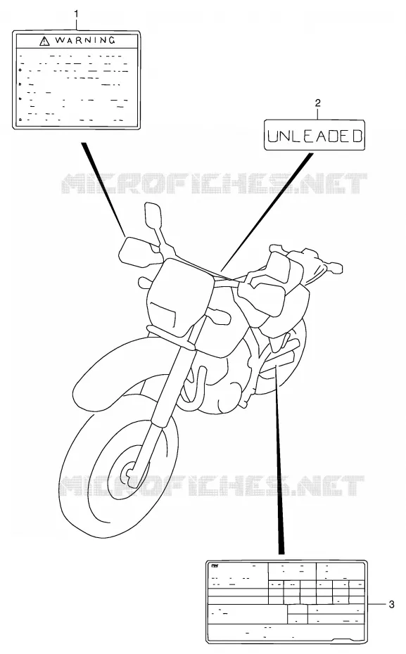 ETIQUETTE (MODELE Y) Suzuki MOTO 650 DR 1997  DR650SEV(E4)