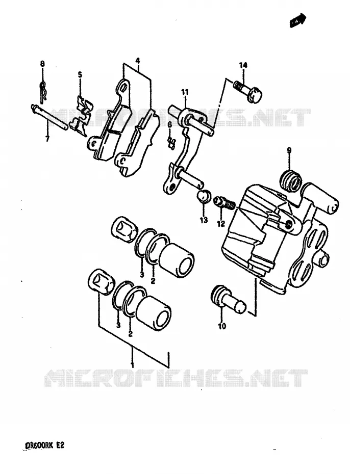 ETRIER DE FREIN ARRIERE (MODELE K) Suzuki MOTO 600 DR 1988  DR600RJ(E2)